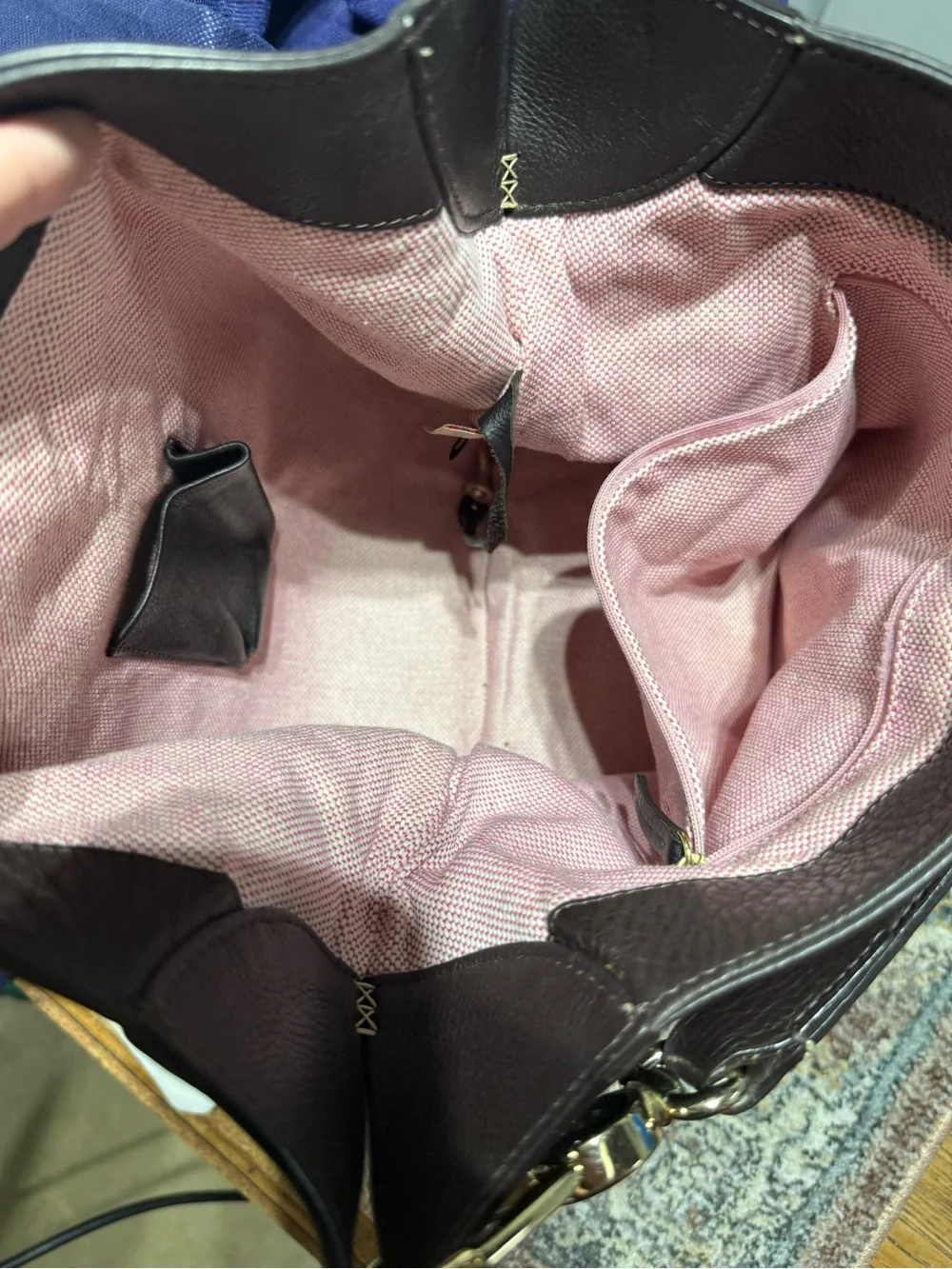 Dooney & Bourke Dark Brown Pebbled Leather Shoulder Hobo